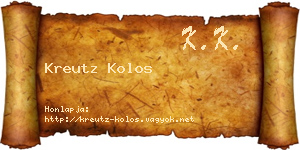 Kreutz Kolos névjegykártya